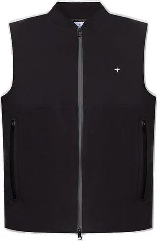 Stone Island Logo Embroidered Zip-Up Gilet