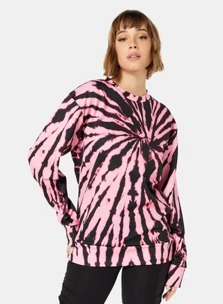 Tie Dye Oversized Sweatshirt Pink 