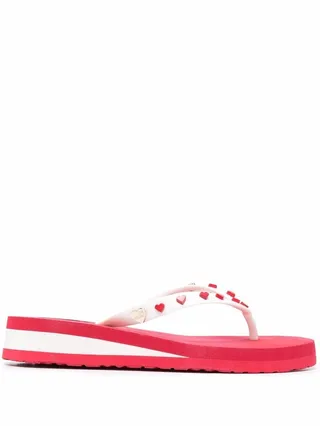 Heart Print Flip-Flops