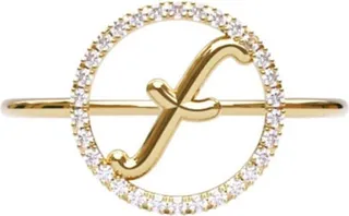 18kt Yellow Gold F Initial Diamond Circle Ring