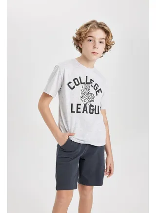 Boy Regular Fit Crew Neck Knitted Short Sleeve T-Shirt 