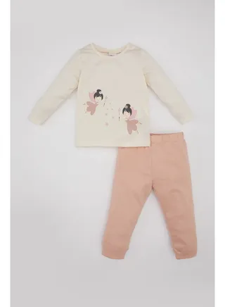 Babygirl Regular Fit Bike Neck Long Sleeve Knitted Pyjamas - 2 Pieces 