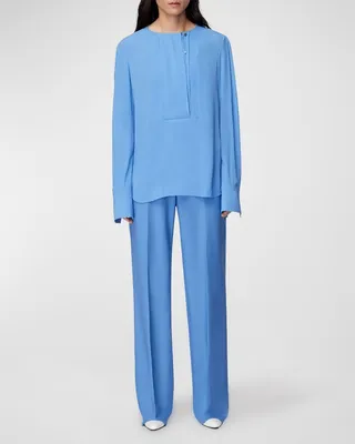 Panelled Bib-Front Blouse