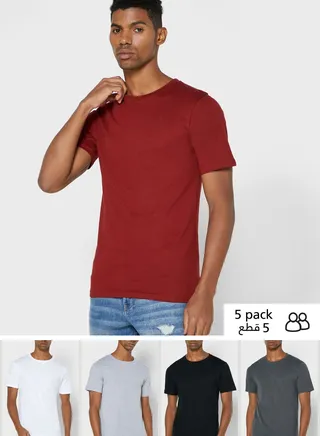 5 Pack Essential Crew Neck T-Shirts