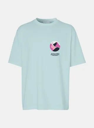 Placement Print Crew Neck T-Shirt with Short Sleeves 