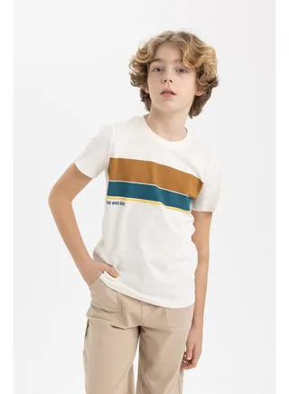 Boy Regular Fit Crew Neck Knitted Short Sleeve T-Shirt 