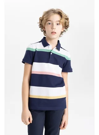 Boy Regular Fit Polo Neck Knitted Short Sleeve Polo T-Shirt 