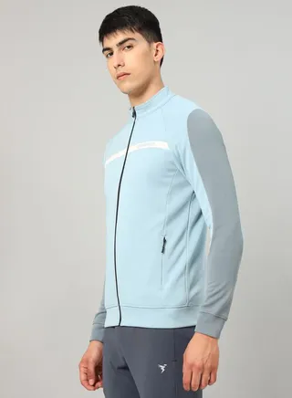 Contrast Panel Sleeve Full Zip Sports Jacket