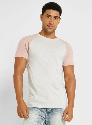 Mens Crew Neck T-shirt With Contrast