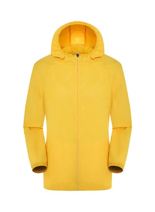 Quick Dry Sun Protection Hooded Jackets Yellow 