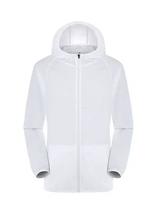 Quick Dry Sun Protection Hooded Jackets White 