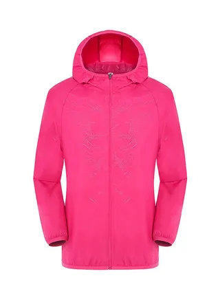 Quick Dry Sun Protection Hooded Jackets Pink 