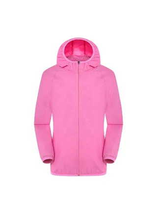 Quick Dry Sun Protection Hooded Jackets Pink 