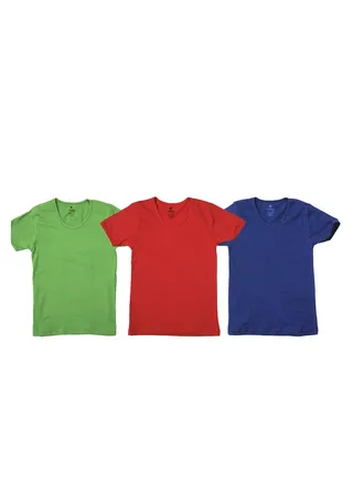 Undershirts set for Boys - 3 pieces-Color and Print May Vary 