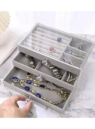 coobest Jewelry Box, 3 Drawer Jewelry Holder Organizer, Jewelry Boxes & Organizers with Earring Organizer, Jewelry Holder Box, Clear Jewelry Organizer Box for Jewelry Storage, Mothers Day Gifts 