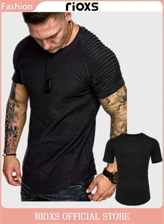 Men's Casual Short Sleeve T-Shirt Basic Slim Fit Tops For Training Exercise Workout 