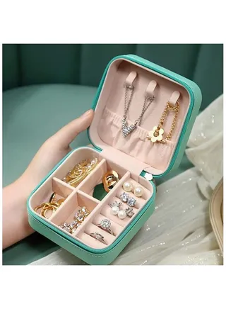 Portable Travel Jewelry Organizer Box- Turquoise 