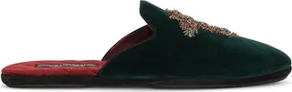 Cross-Embellished Velvet Slippers