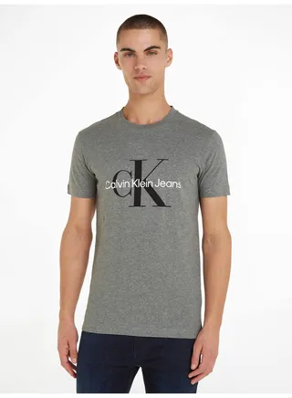 Men's Core Monogram Slim T-shirt, Cotton, Grey 