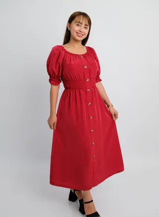 Women’s Double Chest Pockets with Elastic Waist Band in Rio Red 