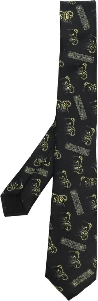 Teddy Bear-print silk tie