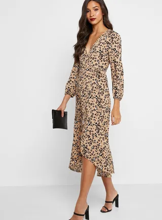 Animal Print Midaxi Wrap Dress 