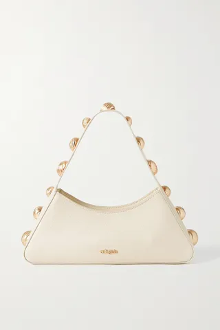 Cult Gaia - Bijan Embellished Textured-leather Shoulder Bag - Cream