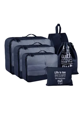 6 Pcs Packing Cubes Set in 3 Sizes,  Travel Packing Organizers for Suitcases, Large Capacity Travel Luggage Organizers Set includes 6 Storage Bags, Convenient Organizer Bags for Travel Lovers (Black) 
