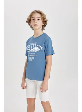 Boy Regular Fit Crew Neck Knitted Short Sleeve T-Shirt 