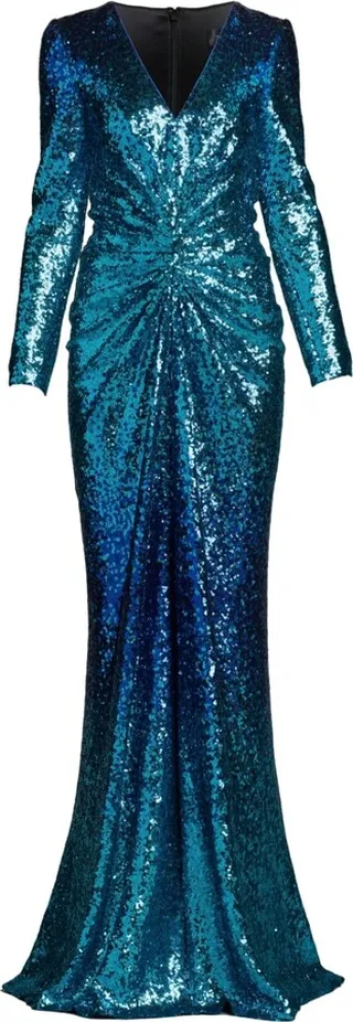 Evona sequin-embellished ombré gown