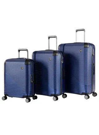 Wheeled Luggage Trolley Set For Unisex TPO Compound 4 Double Inline Skate wheels with TSA lock KJ24N Set of 3 Moon Blue 