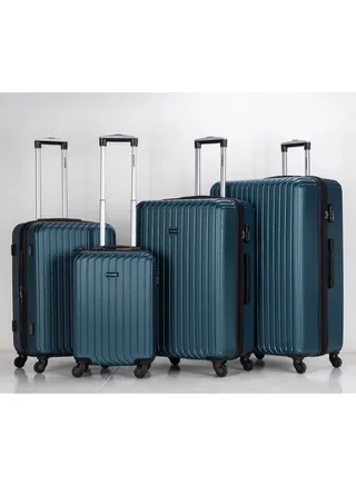 4 Pack Of Hardside Spinner Number Locked Luggage Trolley Indigo Blue 