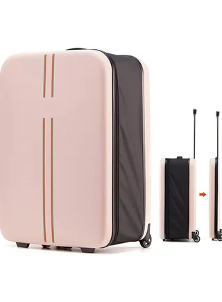 Expandable Foldable Suitcase Lightweight Durable Hardside 4Wheel Travel Luggage Large Capacity Travel Bags for Girl and Women (24) (Pink) 