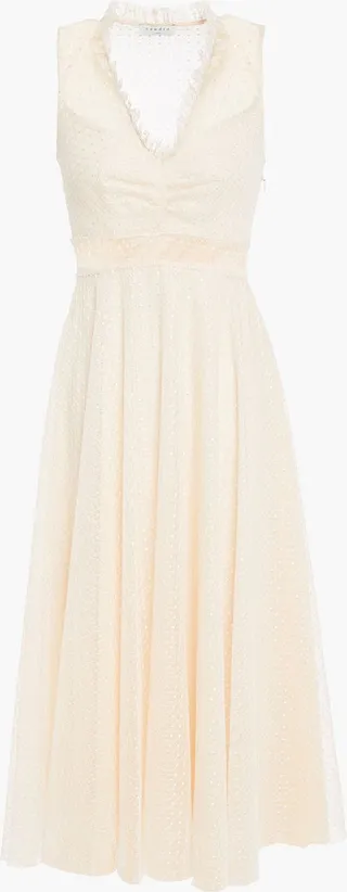 Cassy ruffle-trimmed embroidered tulle midi dress