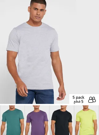 5 Pack Essential Crew Neck T-Shirts