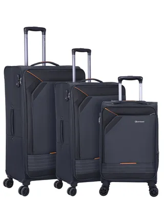 Expandable Trolley Luggage Set of 3 Bag Soft Suitcase for Unisex Travel Polyester Shell Lightweight with TSA lock Double Spinner Wheels E777SZ Black 