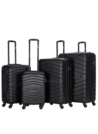 4 Pack Of Hardside Spinner Number Locked Luggage Trolley 