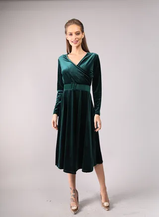 Surplice velvet midi dress 