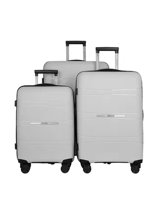 Marc 3 Piece Polypropelene Hardside Spinner Luggage Trolley Set 20/24/28 Inch White 