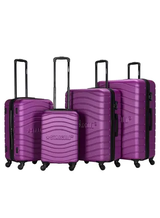 4 Pack Of Hardside Spinner Number Locked Luggage Trolley 