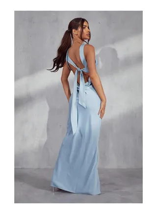 Premium Cowl Neck Draped Maxi Dress 