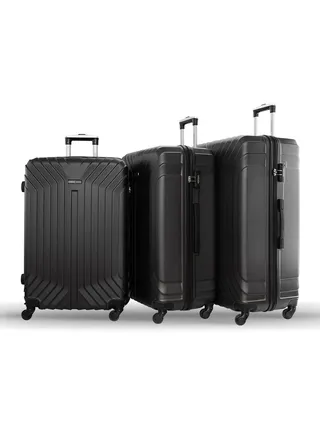 Lightweight 3-Pieces Polypropylene Hard Side Travel Luggage Trolley Bag Set With Lock For Men/Women/Unisex Dark Grey 