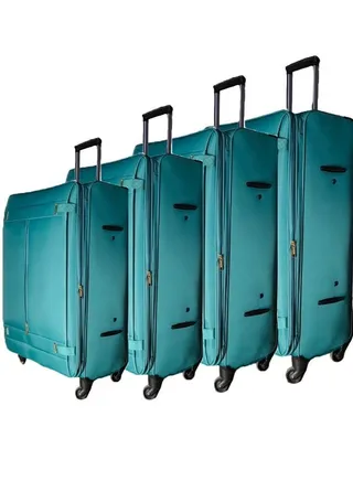Set of 4 Nylon Spinner Suitcases with 4-Wheel Convenience and Zip Lock 