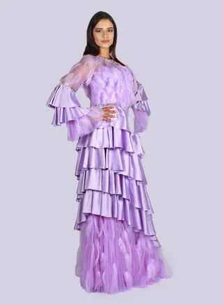 Senorita - Enchanted Feathers Tiered Ruffle Dress 