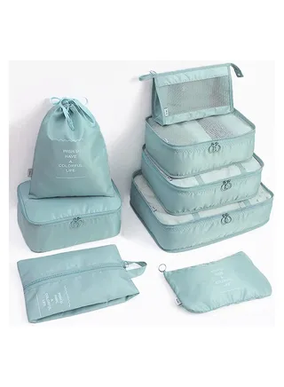 8 Set Packing Cubes for Suitcases, Travel Cubes Packing Luggage Organizers Accessories Bag,Large Lightweight Waterproof Storage Bag,Travel Gear with Toiletries Cosmetic Clothes Shoe Bag 