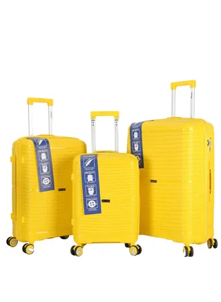 3 Pieces PP Hardside 360 degree Spinner Wheels Trolley Luggage Set with TSA Lock 20/24/28 Inch 