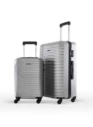 Sparkle ABS Hardside Spinner Luggage Trolley Set Silver 