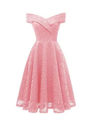 Embroidery Vintage Lace Detail Dress Pink 