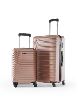 Sparkle ABS Hardside Spinner Luggage Trolley Set Rose Gold 