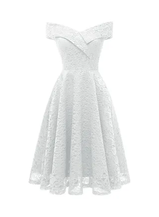Lace Detail Dress White 